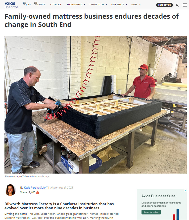 Dilworth Mattress Factory In the News!